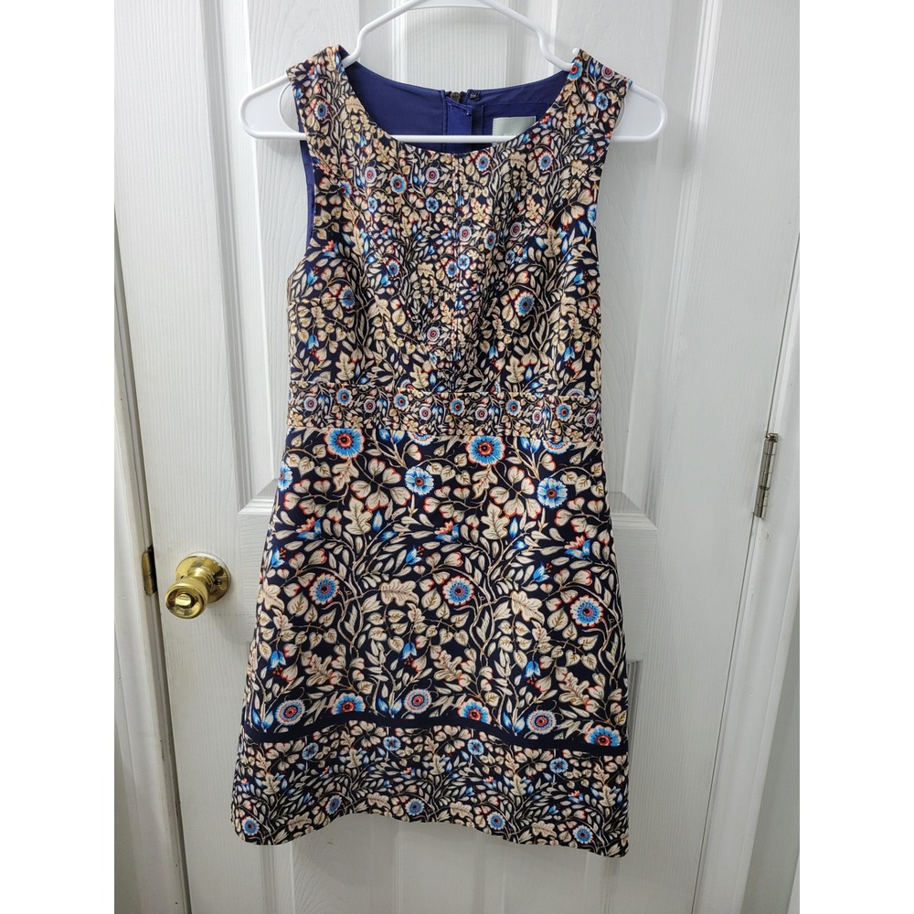 Maeve Anthropologie Blue Floral Sleeveless Mini Dress Size 4 OB416790